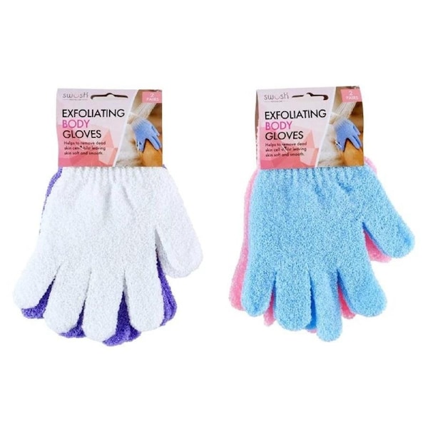 OzOffer 2 Pairs Exfoliating Gloves Refresh Cleanse Massage Smooth Skin Personal Care