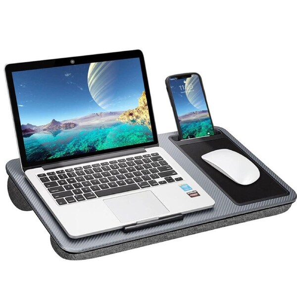 Catzon Portable Lap Desk with Mouse Pad & Phone Holder Fits up to 15.6inch Laptop Tablet-Grey
