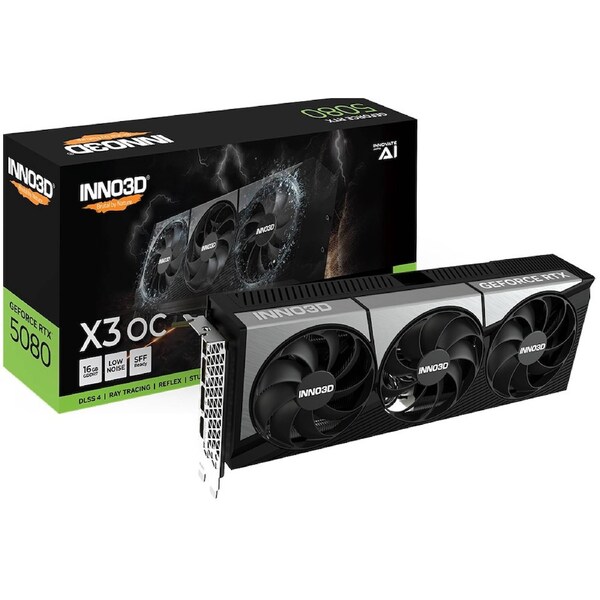 INNO3D nVidia GeForce RTX 5080 X3 OC 16GB GDDR7 2640MHz Boost Clock, RAM 30