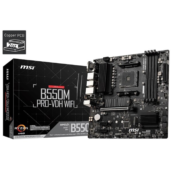 MSI B550M PRO-VDH WIFI Motherboard AMD Ryzen AM4, 4xDDR4, support up to 128GB