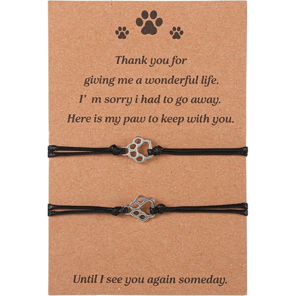 Velocity 2PCS Pet Paw Print Bracelet Memorial Bracelet for Pet Loss Paw Print Friendship Bracelets for Dog and Cat