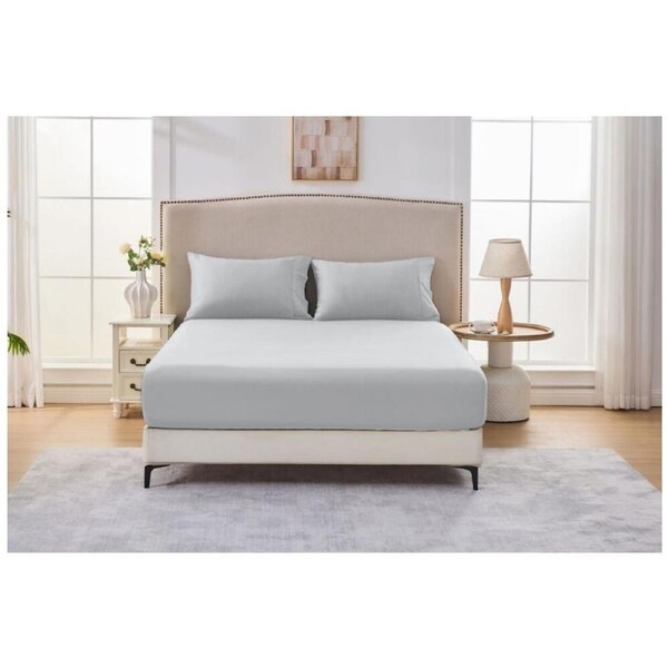 Grosvenor House 500TC Egyptian Cotton Fitted Bed Sheet Only Double Silver