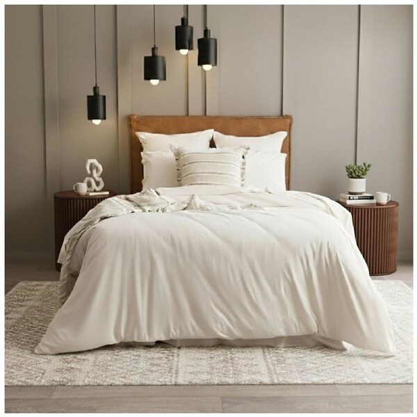 Renee Taylor Comfort T’s Organic Cotton Jersey Quilt Cover Set Oatmeal Single