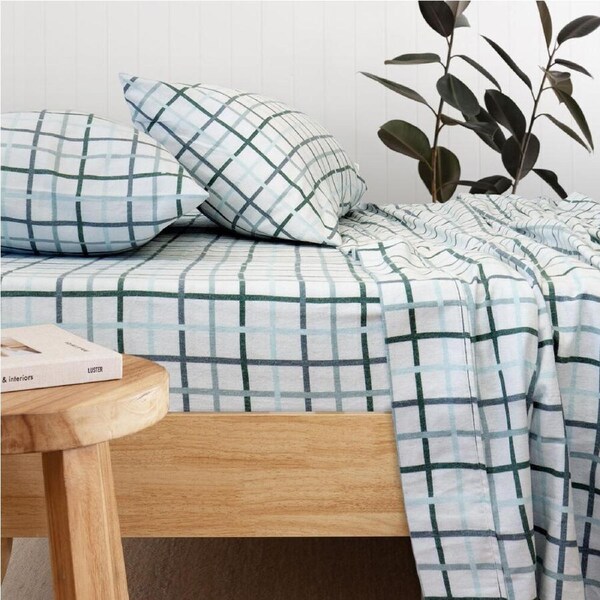 Bambury Campbell Double Flannelette Sheet Bedding Set w/ 2xPillowcases