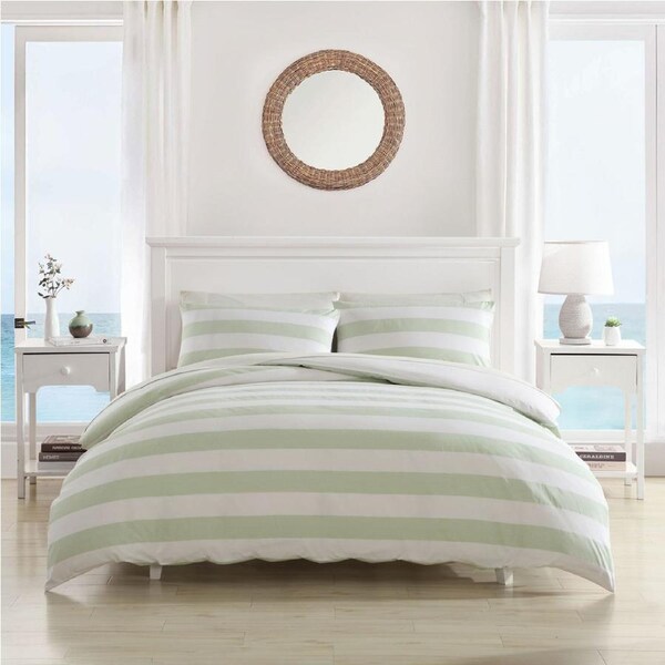 Tommy Bahama Double Awning Stripe Quilt Cover Set - Sage