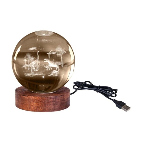 Art + Tech 3D Crystal Ball Colour Changing Lamp USB Powered Dino Land