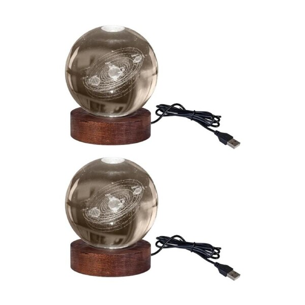 2PK Art + Tech 3D Crystal Ball Colour Changing Lamp USB Powered Solar System