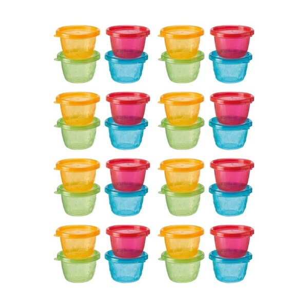 8x 4pc Nuby Store & Go Food Pots Kids Lunch Container Set Multicolour 4m+