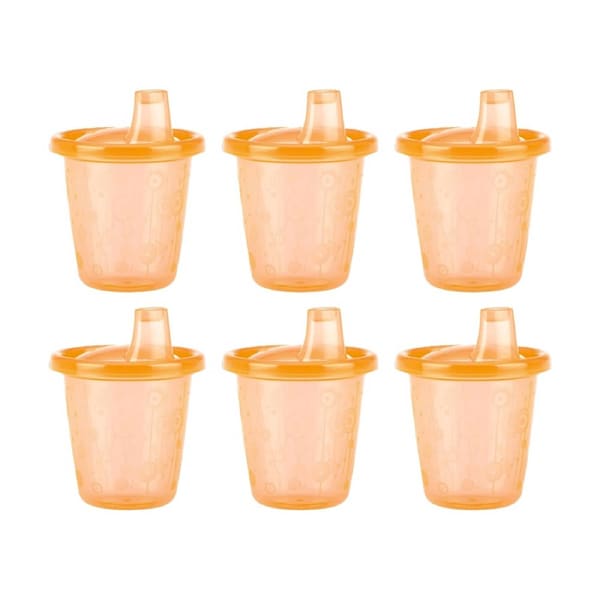 6x Nuby Wash Or Toss Hard Spout Sipper Cups Durable 210ml Assorted 12m+