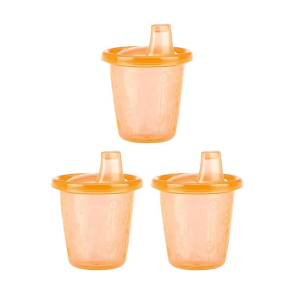 3x Nuby Wash Or Toss Hard Spout Sipper Cups Durable 210ml Assorted 12m+