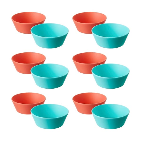 6x 2pc Nuby Brights Baby Bowls Durable Kids Plastic Dinnerware Orange/Teal