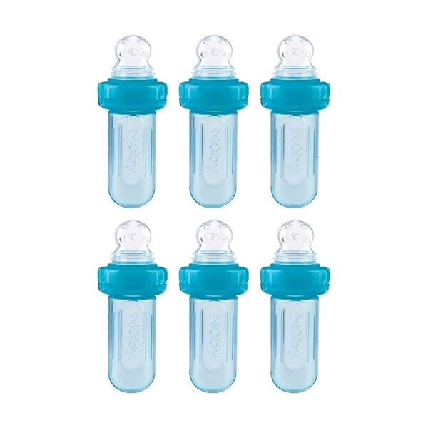 6x Nuby Ez Squee-Z Feeder Silicone Baby Spoon Feeding Pouch Multicolour 3m+