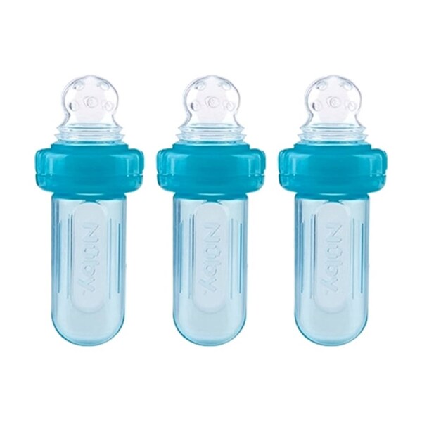 3x Nuby Ez Squee-Z Feeder Silicone Baby Spoon Feeding Pouch Multicolour 3m+