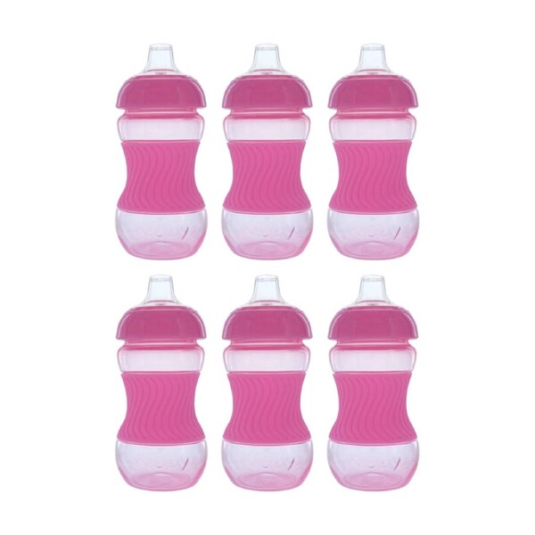 6x Nuby Mini Gripper Soft Spout Sippy Cup Touch-Flo Valve 180ml Assorted 6m+