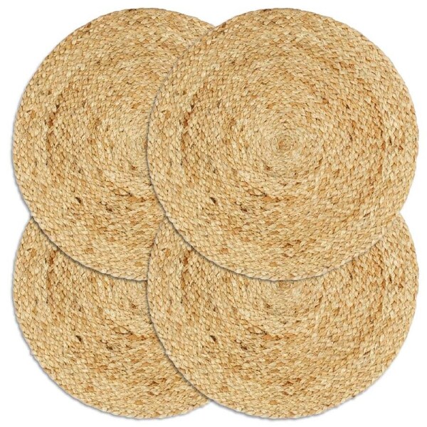 Placemats 4 pcs Plain Natural 38 cm Round Jute vidaXL