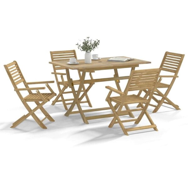 5 Piece Garden Dining Set Solid Wood Acacia vidaXL