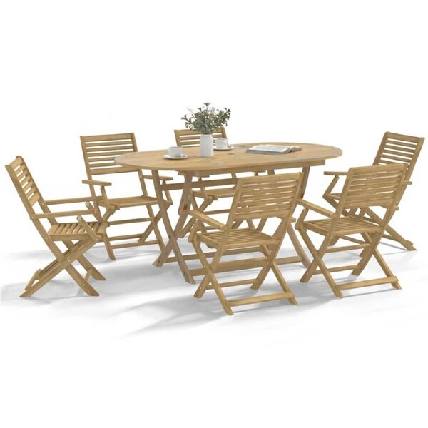 7 Piece Garden Dining Set Solid Wood Acacia vidaXL