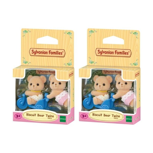 2PK Sylvanian Families Biscuit Bear Twins Figurine Kids/Toddler Toy 3y+