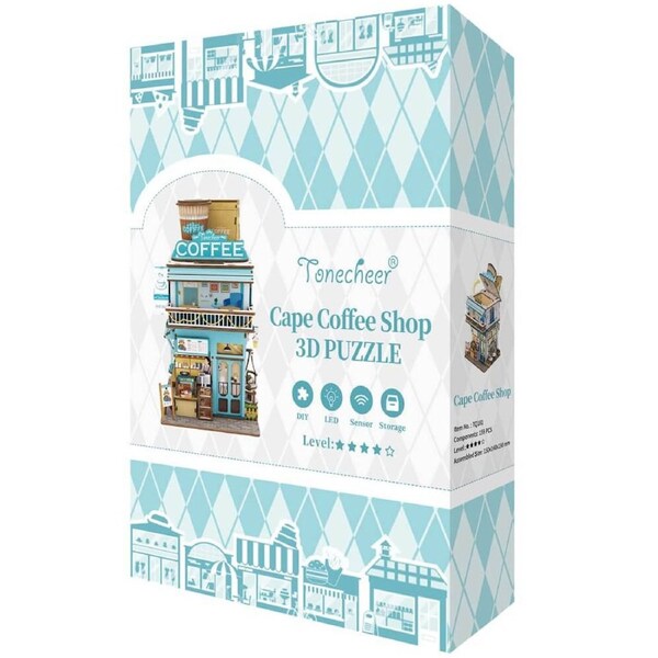 Tonecheer Cape Coffee Shop Desktop Storage 3D Puzzle Model Kit