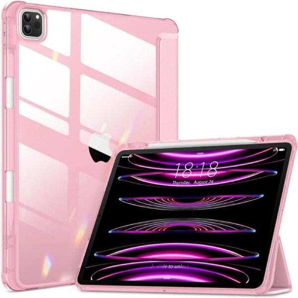 Case for iPad Pro 12.9 Inch (6th/5th/4th/3rd Generation, 2022/2021/2020/2018) - Pencil Holder + Auto Sleep/Wake + Camera Protection Pink