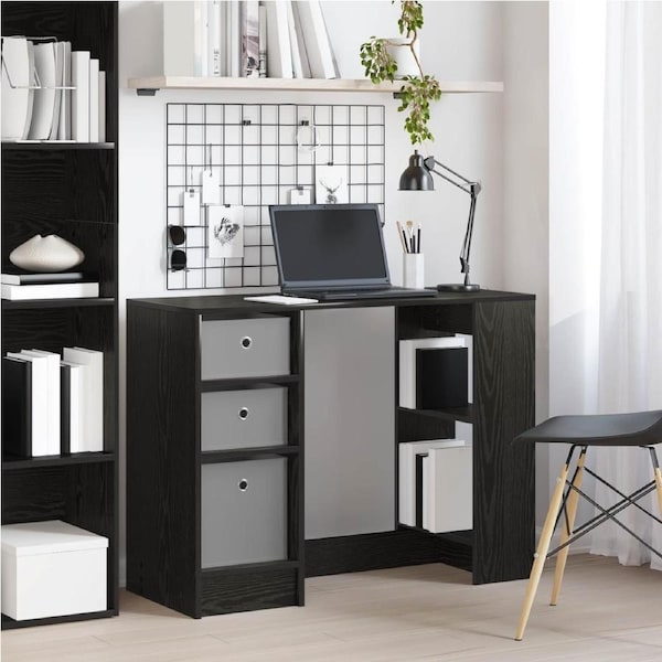 Desk with Drawer Black Oak 100 x 40 x 75 cm Engineered Wood vidaxl