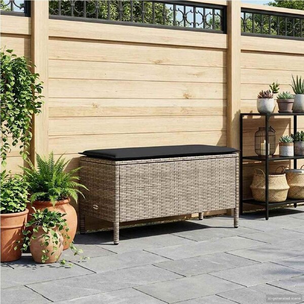 Garden Footstool Grey and Dark Grey 80 x 38 x 45 cm PE Rattan vidaxl