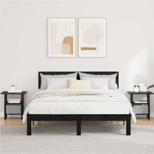 Bedside Table 2 pcs Black Oak 41 x 40 x 45 cm Engineered Wood vidaXL vidaXL