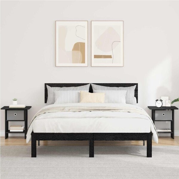 Bedside Table 2 pcs Black Oak 41 x 40 x 45 cm Engineered Wood vidaXL vidaXL