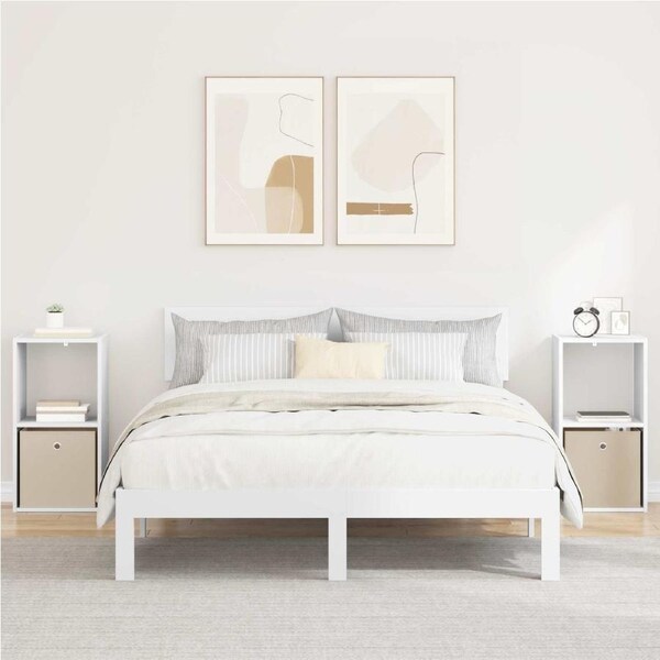 Bedside Table 2 pcs White 35 x 32 x 68.5 cm Engineered Wood vidaxl