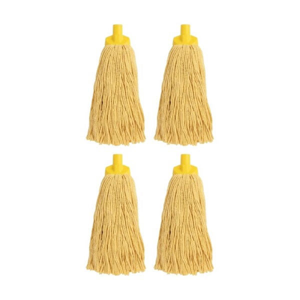 4PK Edco Enduro High Absorbency Heavy Duty Durable Yarn Mop Yellow 400g
