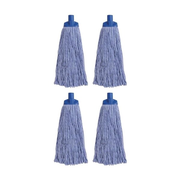4PK Edco Enduro High Absorbency Heavy Duty Durable Yarn Mop Blue 400g