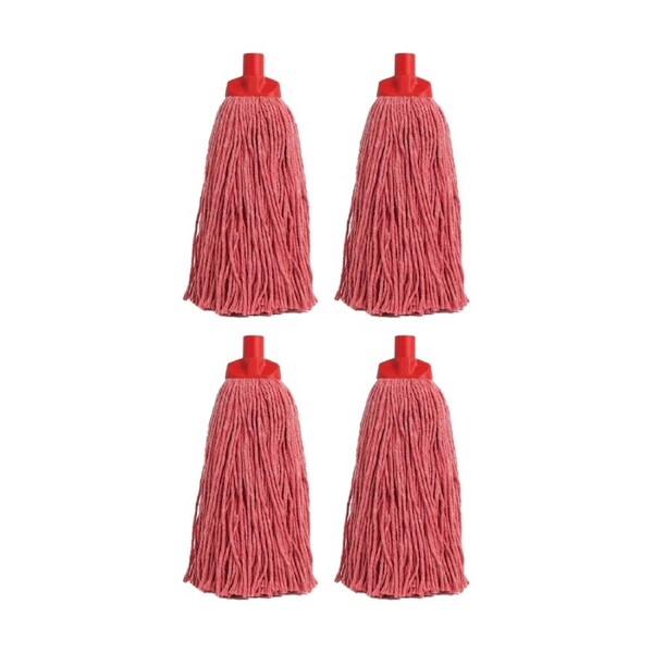 4PK Edco Enduro High Absorbency Heavy Duty Durable Yarn Mop Red 400g
