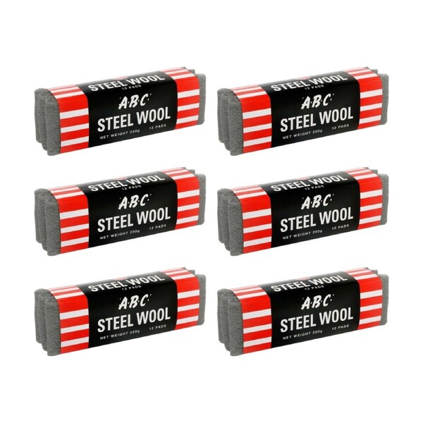 6PK ABC 250g Home Professional Cleaning Steel Wool Sleeves Grade 00