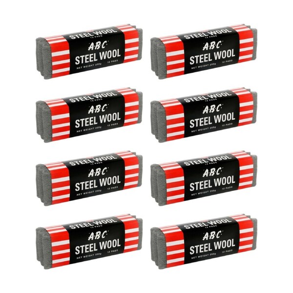 8PK ABC 250g Home Professional Cleaning Steel Wool Sleeves Grade 0