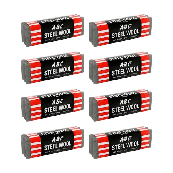 8PK ABC 250g Home Professional Cleaning Steel Wool Sleeves Grade 1
