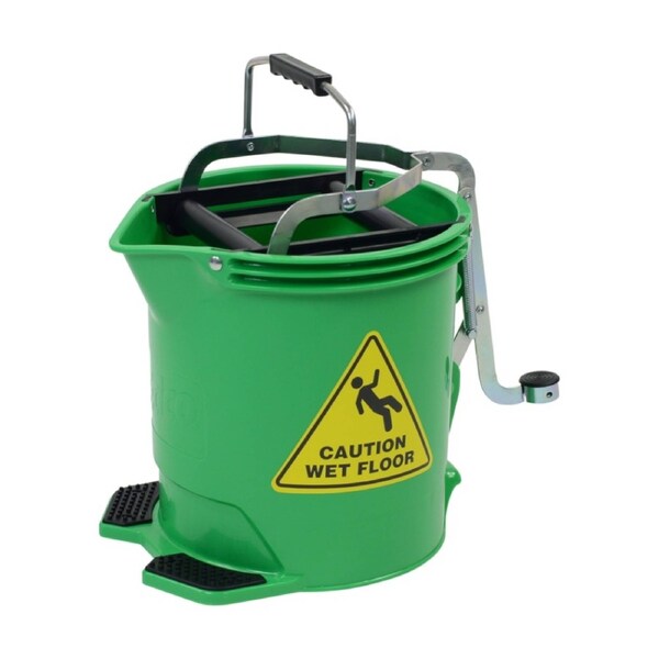 Edco Metal Wringer Bucket Registered Design With Twin Foot Pedal Green 15L