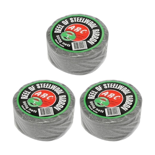 3x 12pc ABC 500g Home Professional Cleaning Steel Wool Reels Grade 1
