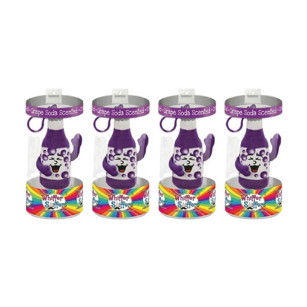 4x Whiffer Sniffers Izzy Sodalicious Grape Soda Scented Backpack Clip Purple