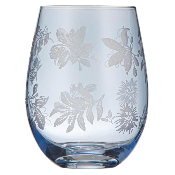 Ladelle Mossman Blue Etched Set Of 4 Tumblers