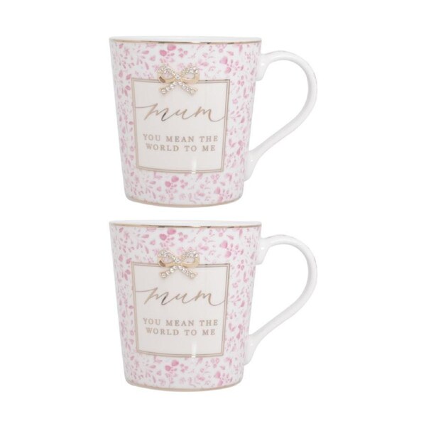 2PK Madelaine Hearts Mum Fine China Coffee/Tea Mug Pink Floral Design