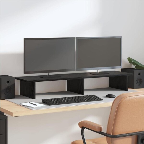 Monitor Stand Black Oak 100 x 27 x 15 cm Engineered Wood vidaXL