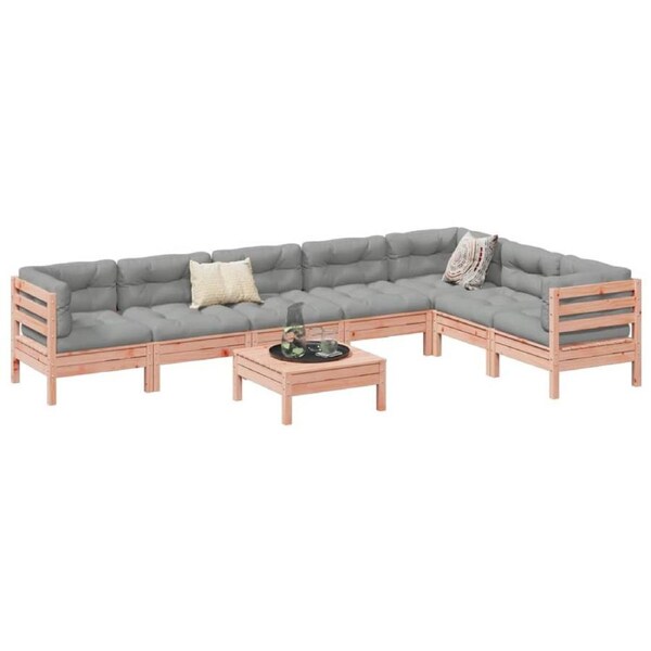 8 Piece Garden Sofa Set with Cushions Solid Wood Douglas Fir vidaXL