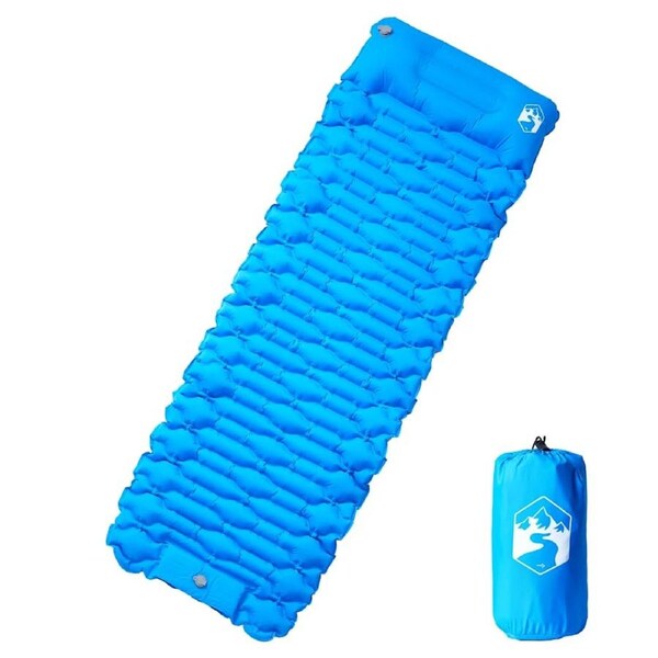 Self Inflating Camping Mattress with Pillow 1-Person Blue vidaXL