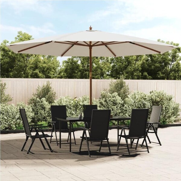 Garden Parasol with Wooden Pole Sand 400x273 cm vidaXL