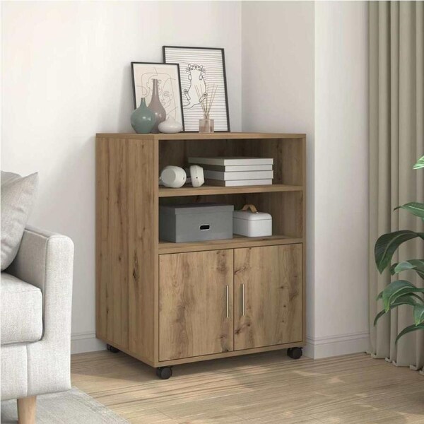 Rolling Cabinet Artisian Oak 60x48x81 cm Engineered Wood vidaXL