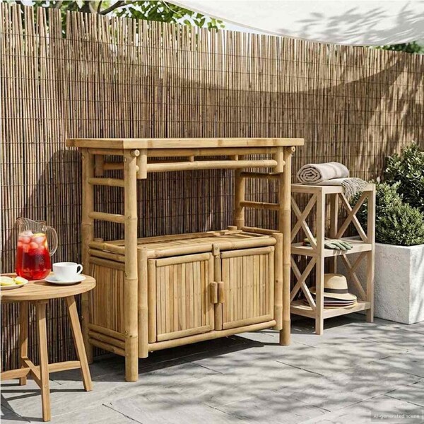 Console Table with Shelf Natural 80 x 35 x 75 cm Bamboo vidaXL