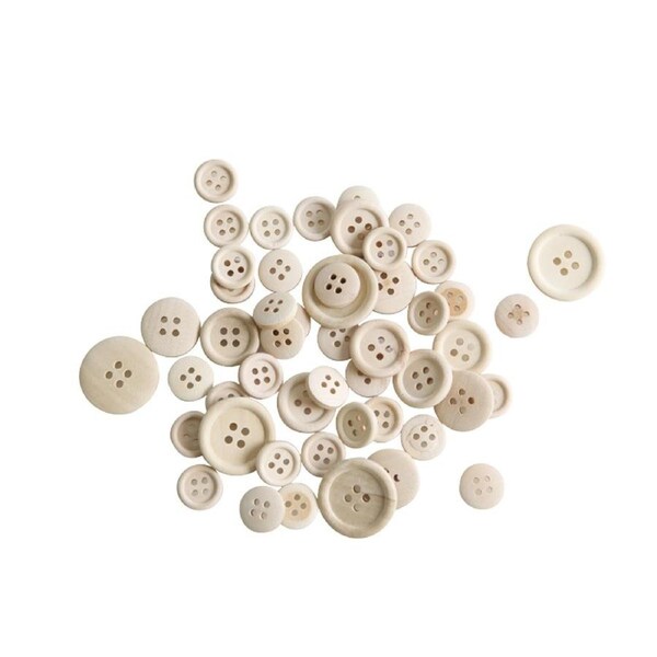 8x 50pc Tacco Natural Wooden Buttons Various Sizes Art Craft 3y+