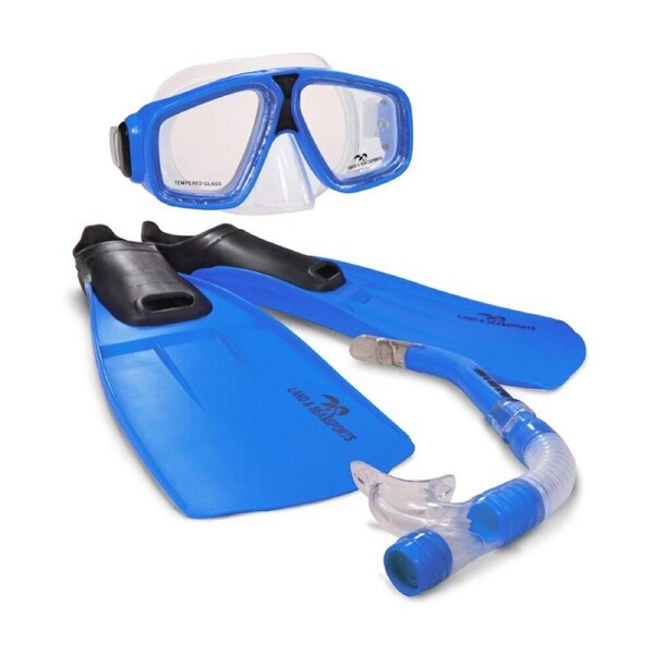 Land & Sea Sports Adventurer MSF Snorkelling Set W/ Fins Goggles Blue XXS AU 3-4