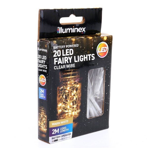 OzOffer Fairy Lights Warm White Copper Battery Operated 20pk