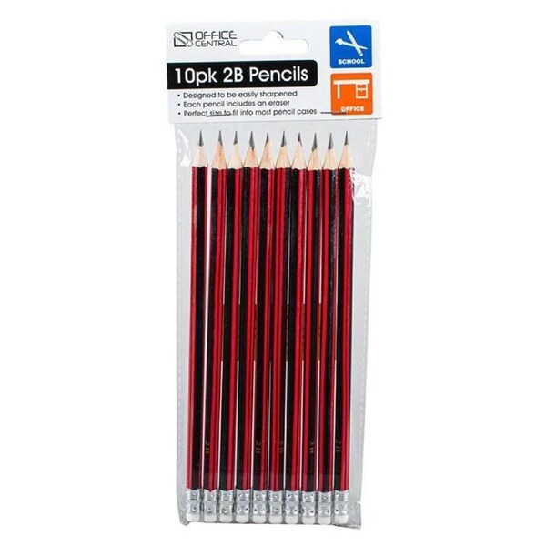 Ozoffer 2B Pencils With Eraser 18CM 10-Pack Kids School Home Office Drawing Stationery